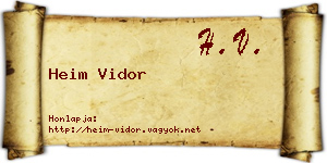 Heim Vidor névjegykártya